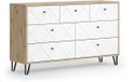Vicco Nizza Dressoir – 140.2 x 82.6 cm met 7 laden Ambachtelijk/Wit