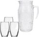 Bormioli Rocco schenkkan/waterkan van glas 1,8 liter met 6x stuks Tumbler waterglazen van 375 ml