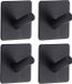 Tendance Crochets de plaque carrés - 4 pièces - Noir - Métal - Auto-adhésif