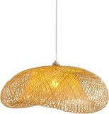 Merkloos B·LED BARCELONA LED BarcelonaLed Hanglamp, natuurlijk wilgenhout, vintage met witte sokkel, E27, rotan scherm, bamboehout, voor eetkamer, keuken, woonkamer
