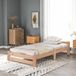 MODFU Massief Houten Vouwbed 90x200 cm – 205x97x49 cm – Met hoofdbord & lattenbodem – Naturel – Logeerbed