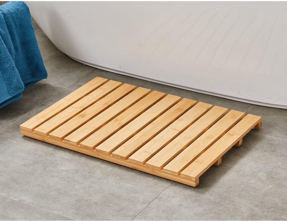 Decopatent Bamboe Badmat - Douchemat antislip voor in douche of bad - Houten - douchemat - badkamer mat - saunamat - Bamboe