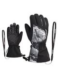 Ziener Laval Skihandschoenen voor kinderen, waterdicht, extra warme wol, zwart, grijs, mountain print 7