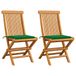 vidaXL Tuinstoelen 6 st met groene kussens massief teakhout