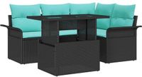 vidaXL Tuinbank Set 5-delig Zwart Polywood