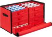 Relaxdays Boîte de rangement pour boules de Noël, avec tiroirs, 128 compartiments, H x L x P : 30,5 x 62 x 30,5 cm, boîte de rangement pour décorations de Noël, rouge/noir