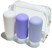 Muitomas Reistas + 3 flesjes - Handbagagevriendelijk - Siliconen - Makkelijke kleurcodering - 3x98ml - Lekvrije doppen - Violet