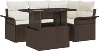 vidaXL Tuinbank - Set - 5-delig - Bruin - Polyrotan