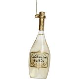 HD Collection Ornament kerstbal Champagnefles Glas Helder 14 cm