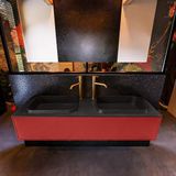 Mondiaz ERIN 150cm badmeubelset onderkast Fire met 1 lade + Wastafel RIDGE dubbel 2 kraangaten Urban ERIN11106
