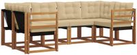 vidaXL Hoek loungeset 6 zitplaatsen Natuurlijk en Beige Acacia Hout