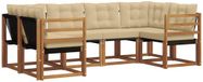 vidaXL Ensemble de salon d'angle 6 places Acacia naturel et beige