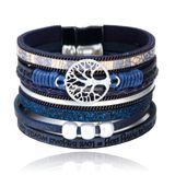 Deja Jewels Blauwe dames armband Ibiza stijl met kralen en levensboom