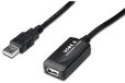 DIGITUS Actieve USB 2.0 verlengkabel - Repeater kabel - USB A male naar USB A female - 25 m - 480 Mbit/s - Plug & Play - Voeding via USB - Zwart