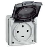 Legrand 091656 Prise de courant IK08 3P + T 20A étanche IP55 avec obturateur 90x90 Plexo gris