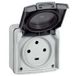 Legrand 091656 Prise de courant IK08 3P + T 20A étanche IP55 avec obturateur 90x90 Plexo gris