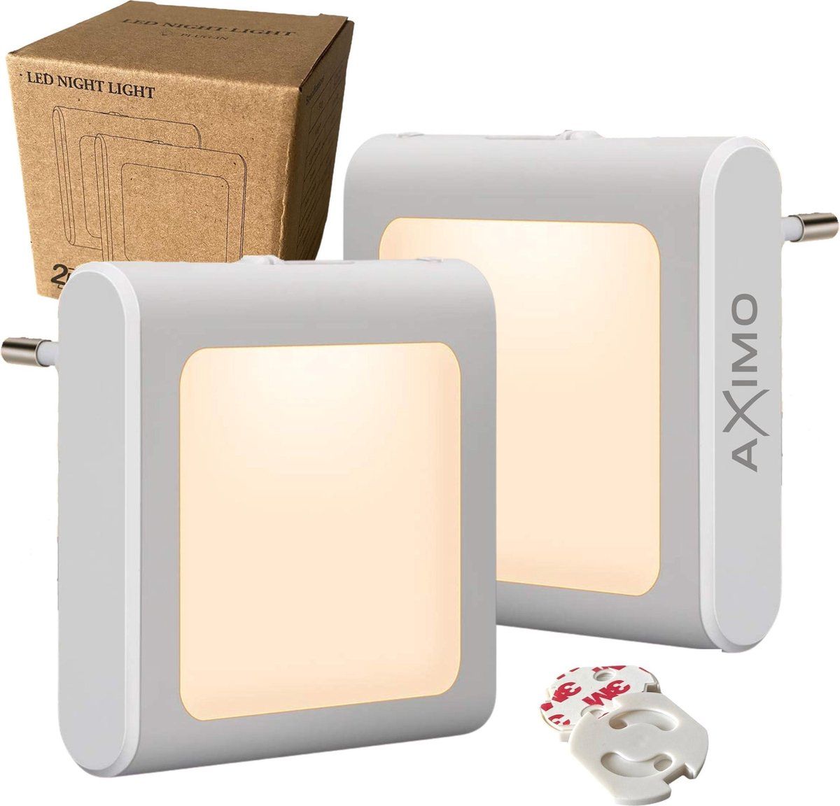 AXIMO LED Nachtlampje 2 stuks - Stopcontact - Dag en Nacht Sensor - Dimmer - Warm Wit - Kinderen - Baby - Babykamer - Nachtlamp - Volwassenen - Dimbaar