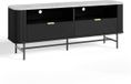 en.casa meuble TV Olvehok 140x40x55 cm noir aspect marbre blanc