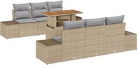 vidaXL Tuinbank Set 7-delig Beige Polyrattan