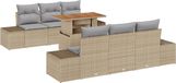 vidaXL Tuinbank Set 7-delig Beige Polyrattan