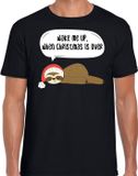 Bellatio Decorations Luiaard Kerstshirt / Kerst t-shirt Wake me up when christmas is over zwart voor heren - Kerstkleding / Christmas outfit XL