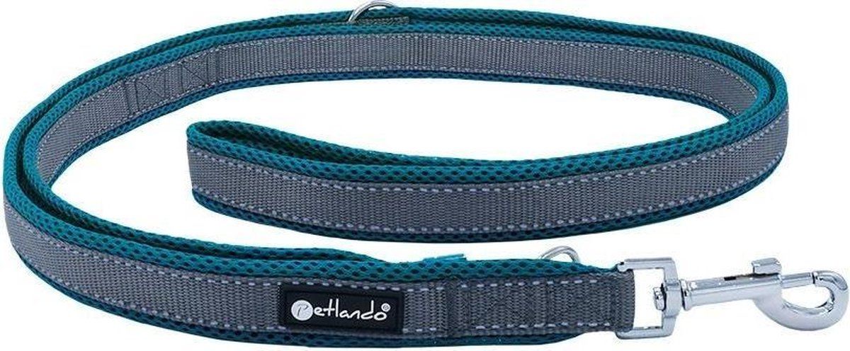 Petlando Dressuurlijn Outdoor petrol - verstelbare hondenlijn maat S - 230 cm x 1,5 cm