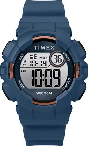 Timex Mako DGTL 44 mm siliconen band digitaal horloge TW5M23600, Blauw, Armband