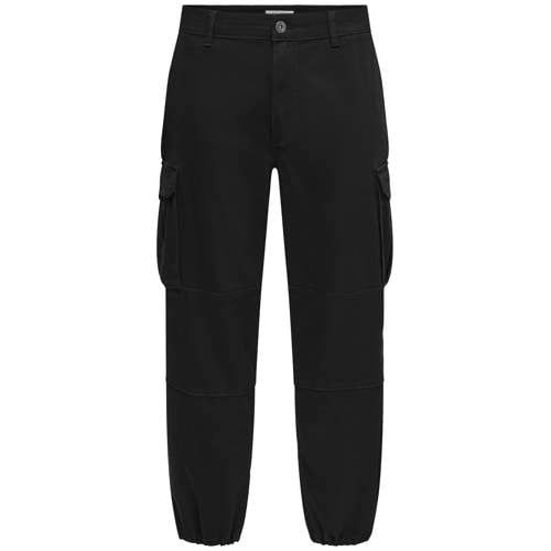 ONLY & SONS loose fit cargobroek - zwart