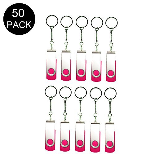 Meiyuexiang 50 Stks Swivel USB 2.0 Flash Drive Memory Stick Opvouwbare opslag Thumb U Disk Gift 256MB roze