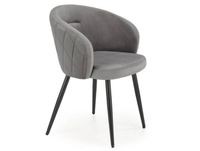 Chaise en velours de polyester gris avec dossier arrondi