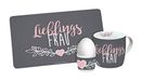 infinite by GEDA LABELS Lieblingsfrau 3-delige ontbijtset, melamine, grijs/roze, 24 x 9,7 x 14,4 cm