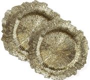 Inge-glas Inge Christmas Diner/kerstdiner onderborden - 4x st - goud - D33 - kunststof - rond