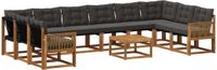 vidaXL Hoek loungeset Acacia hout Naturel en zwart