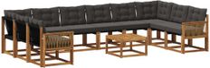 vidaXL Hoek loungeset Acaciahout naturel en zwart