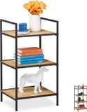 Merkloos Relaxdays opbergrek - bamboe & metaal - open rek - woonkamerrek - hal - 71x39x32.5 cm - bruin-zwart