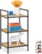 Merkloos Relaxdays opbergrek - bamboe & metaal - open rek - woonkamerrek - hal - 71x39x32.5 cm - bruin-zwart