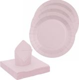 Santex feest/verjaardag servies set - 20x bordjes/20x servetten - lichtroze - karton