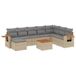 VidaXL 8-delige Loungeset met kussens, poly rattan, beige