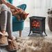 JACE Radiateur Électrique Au Sol 750/1500 W, 2 Modes De Chauffe, Effet Flamme Réaliste, Surface 15-20 M², Noir, Appareil De Chauffage D'Appoint Design