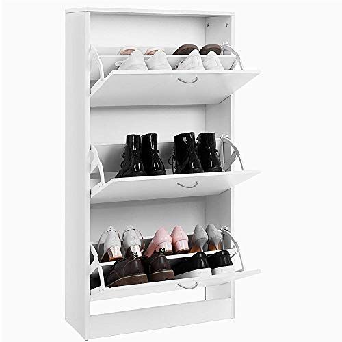 BAKAJI Ruimtebesparende schoenenkast - Wit - 60 x 24 x 120 cm