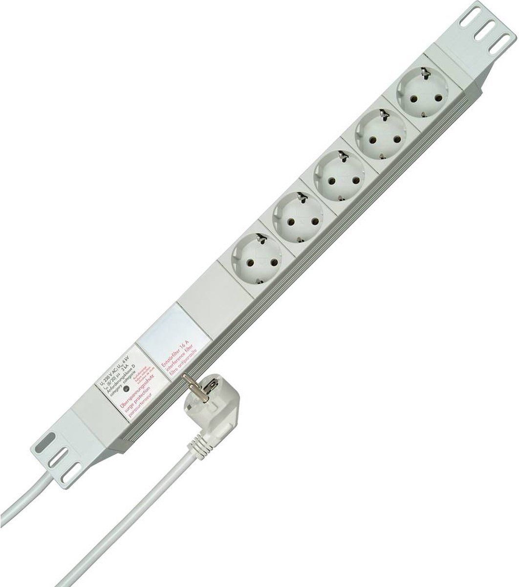 Kopp PROFESSIONAL 5-voudig met beschermings-uur met apparaatbeschermingsoversp.filter, 2 m met beschermk-hoekstekker, 250 VAC, 16 Amp - wit