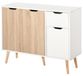 HOMCOM Bijzetkastje, nachtkastje, commode, bijzetmeubel met lades, wit en naturel