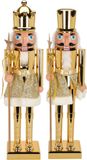 Christmas Decoration Notenkraker decoratie figuur beelden - set 2x st - 60 cm - goud - kunststof