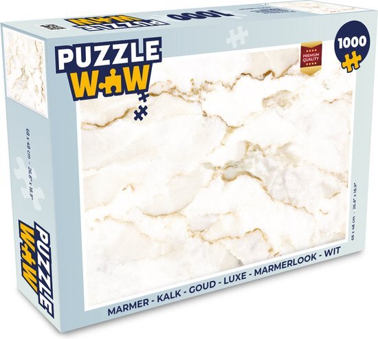 MuchoWow Puzzel Marmer - Kalk - Goud - Luxe - Marmerlook - Wit - Legpuzzel - Puzzel 1000 stukjes volwassenen - Sinterklaas cadeautjes - Sinterklaas voor grote kinderen