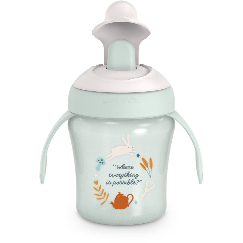 Suavinex Wonderland Suavinex, Leren mok met harde uitloop. Lekvrije babybeker met klapdeksel en handgrepen. Vaatwasmachinebestendig. Trainer Cup 200 ml. Babyglas en Kinderen +6 Maanden. Wonderland Groen