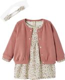 Vertbaudet ensemble 3 pièces robe + gilet + bandeau