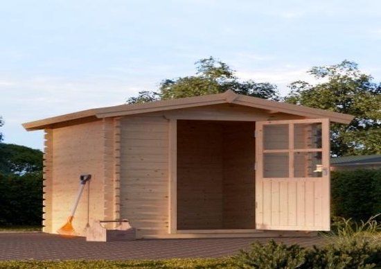 Intergard Houten tuinhuisje blokhut Cube 200x200cm Groen Metaal