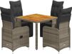 vidaXL Bistroset van 5 delen met kussens, polyrotan, grijs