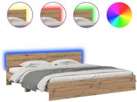 vidaXL Bedframe met hoofdeinde Artisan Eiken 180 x 200 cm Bewerkt hout