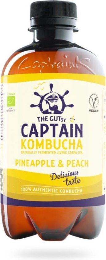 The GUTsy Captain Captain Kombucha Pineapple & Peach 400 ml